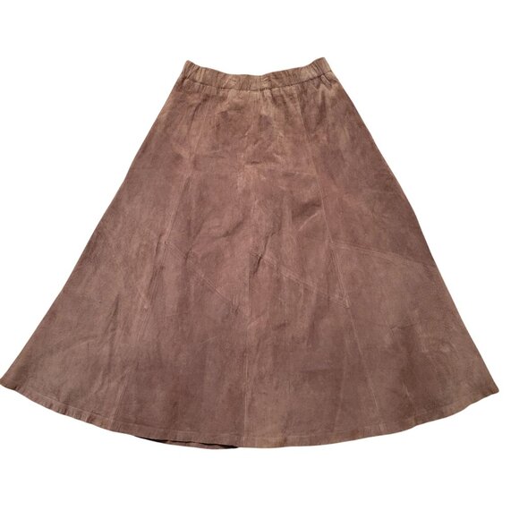 Vintage Toffs 14 Brown Genuine Leather Maxi Skirt Western Yellowstone Winter - Picture 1 of 7